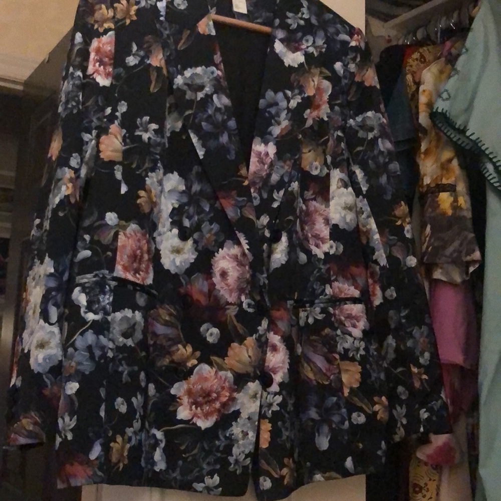 H&M floral double breasted blazer